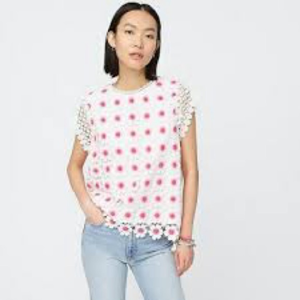 J.Crew floral crochet sleeveless blouse